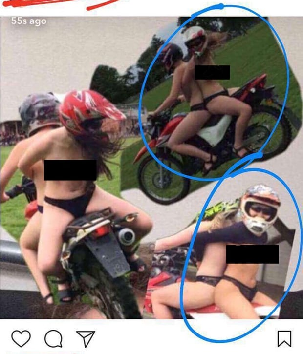 Topless schoolgirls on motorbikes ride on the grounds of Hamilton Boys' High School.