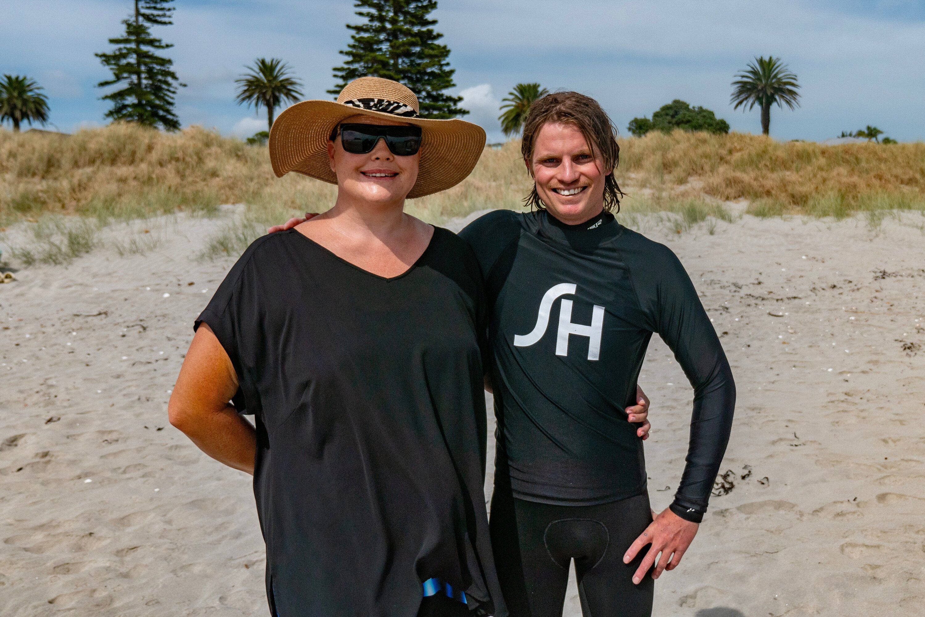 Mary Jane du Toit and Surfers Healing organiser Tom Mason.