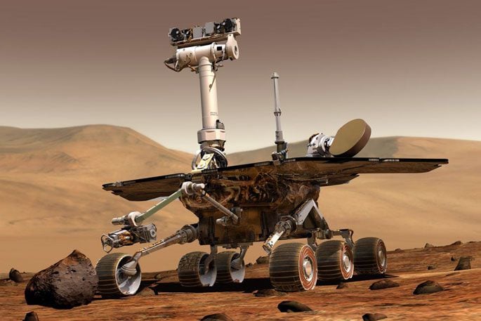 An artist's concept portrays a Nasa exploration rover on the surface of Mars. Photo / Nasa