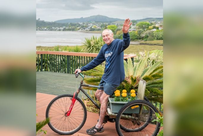 Lex Spencer on one of his quirky bikes. Photo/ Brydie Thompson.