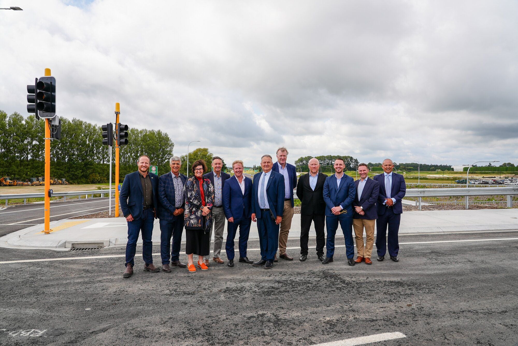 Regional Development Minister Shane Jones, MPs, mayors and key stakeholders celebrated the interchanges completion. Photo / Supplied 