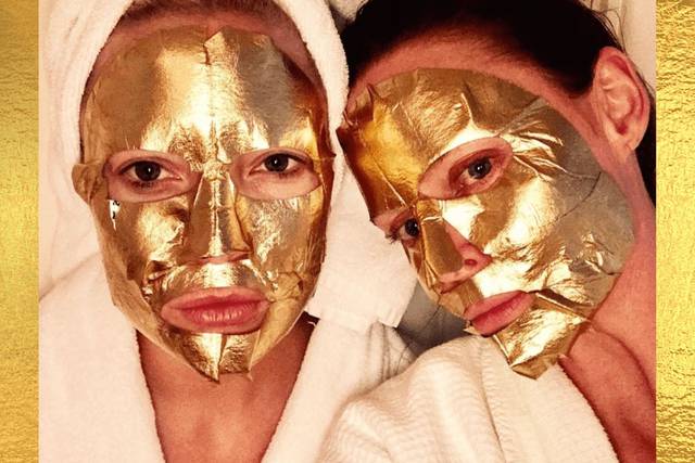 LV Inspired Foil Face Mask with Filter