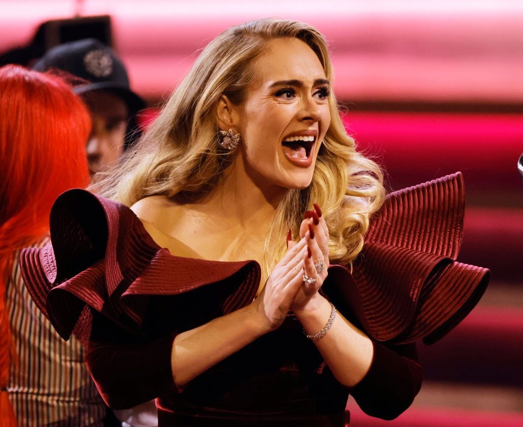 Adele cringes and hides behind her bag as her song is played at basketball  game - Irish Mirror Online