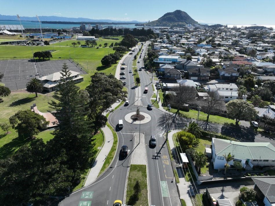 An aerial of the Maunganui Rd upgrade. 