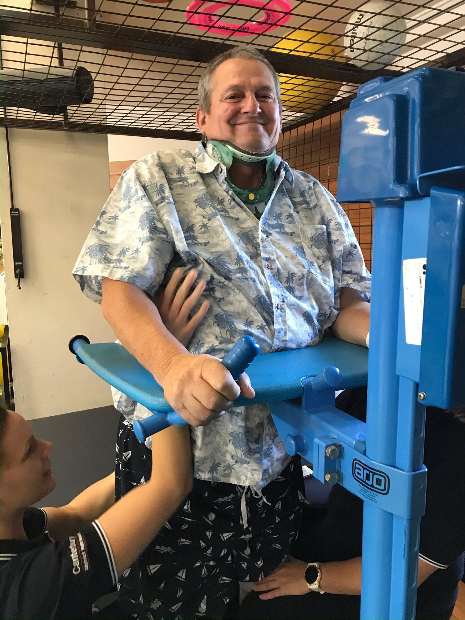  George Thompson in the Burwood Spinal Unit. He says the laughter and banter with other patients got him through the hardest time in his life.