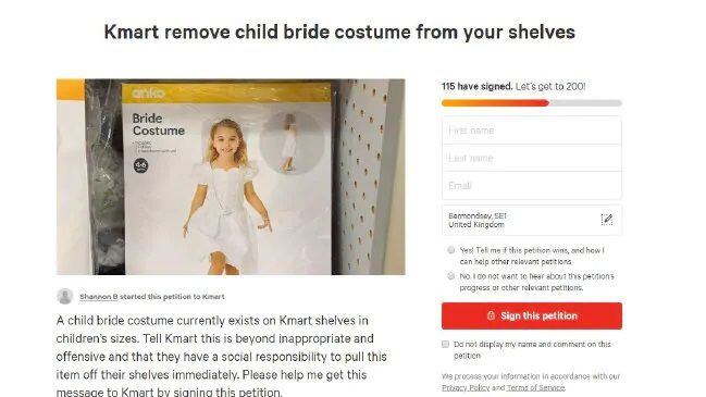 Kmart Australia stops selling child bride costume