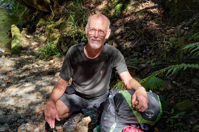 Duncan Smith, 79, hiking the Tararua Mountain Range section of Te Araroa Trail. 