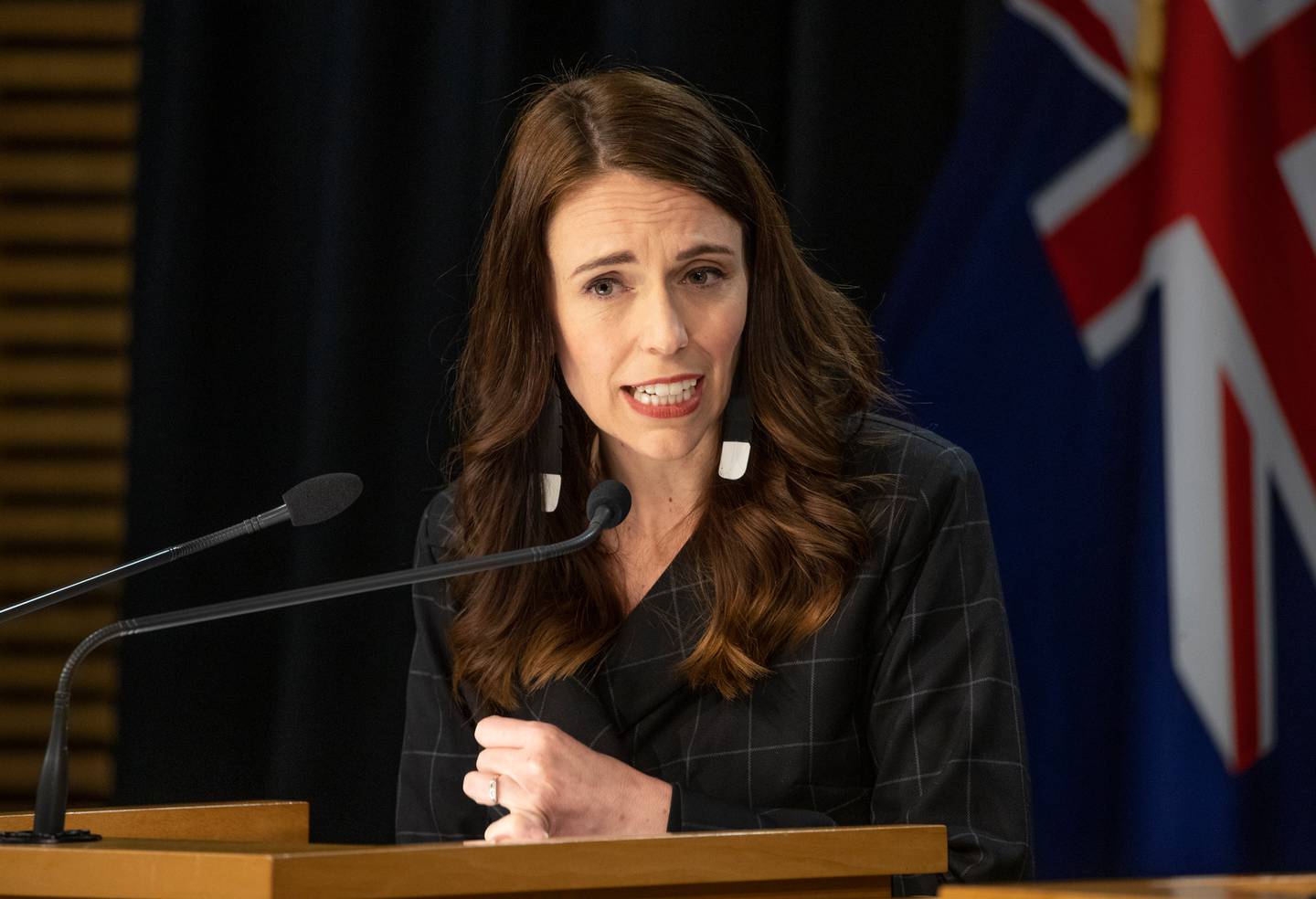 Jacinda Ardern said she and her family members will be vaccinated but they aren't the priority - frontline border workers are. Photo / Mark Mitchell 