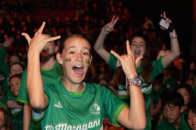 Exuberant students from Mount Maunganui Intermediate at the 2024 Zespri AIMS Games Opening Ceremony on Sunday, September 8 2024. 