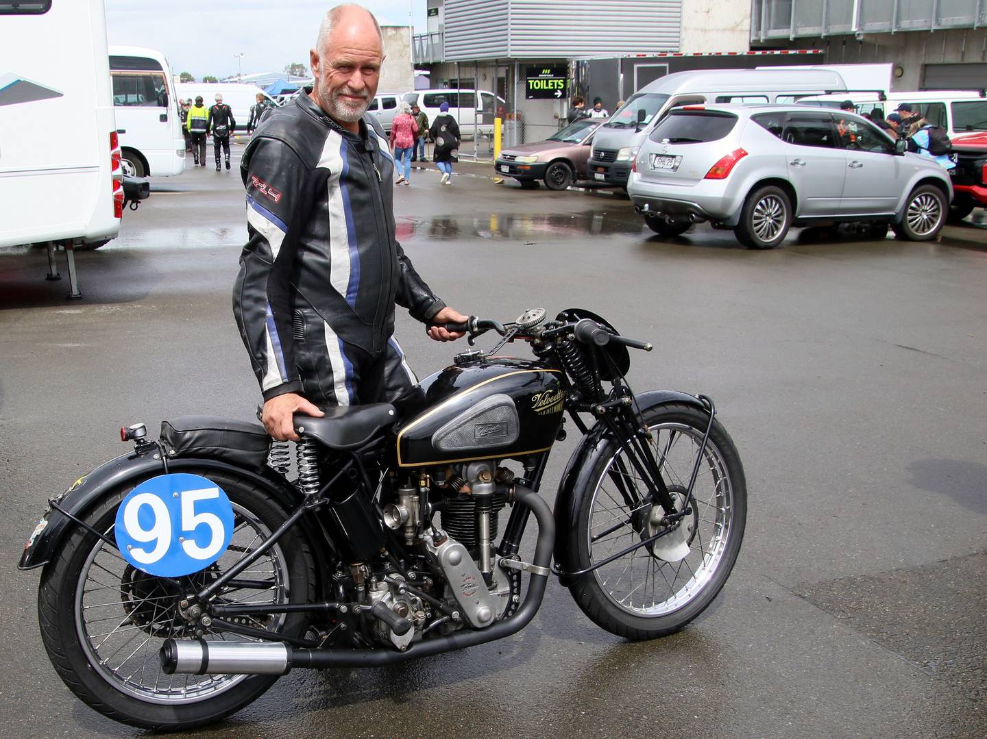 Hamiltonian and classic motorbike racer Neville Mickleson with his 1932 Velocette. Photo / Lloyd Capon