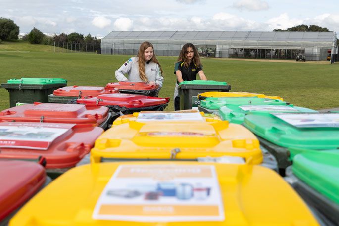 Ōtūmoetai Intermediate Green Team members Emily Brown and Keelah Murphy. Photo by Alex Cairns.