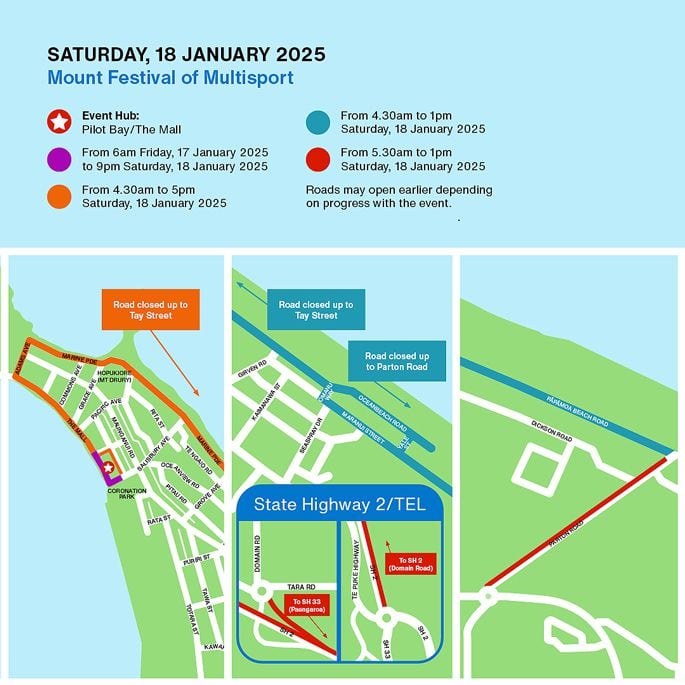 Road closure map. Photo / Tauranga City Council