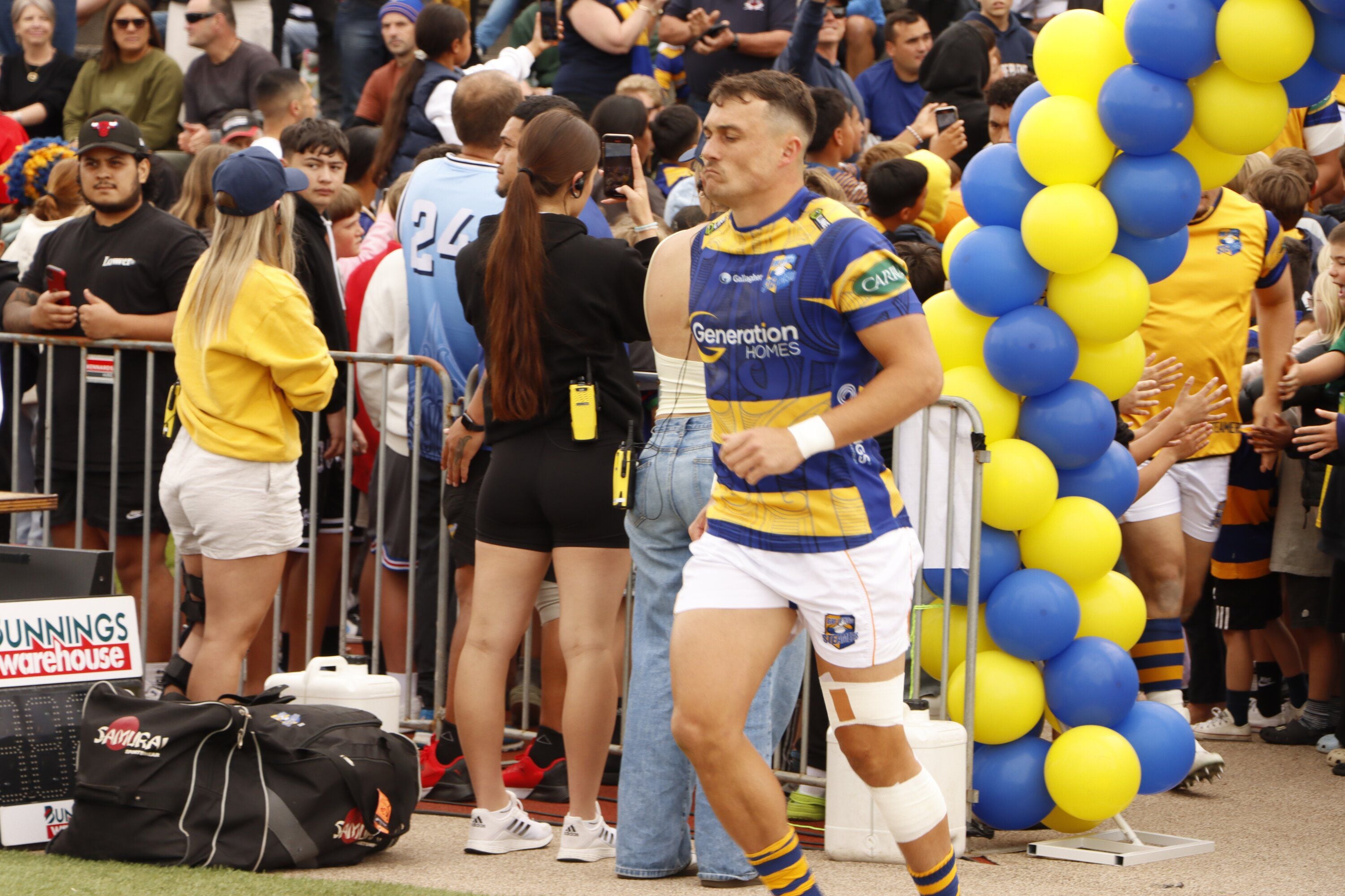 Bay Of Plenty Steamers run out of the tunnel ahead of their match against Canterbury. Photo / Tom Eley