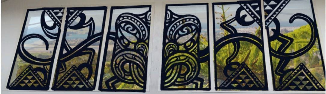  One of the original artworks installed at Te Puna Memorial Hall called Te Pura. 