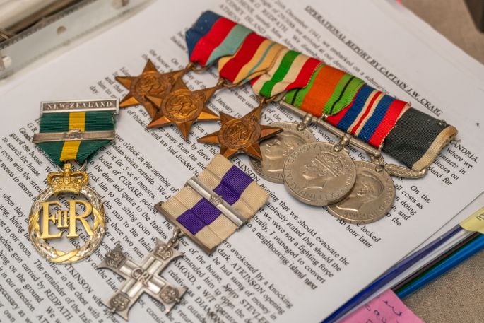 Jim Craig’s medals and military papers. Photo/ David Hall