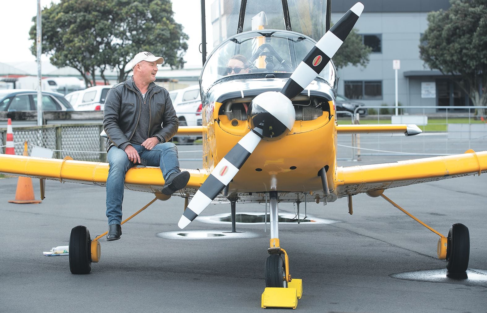 Pilot Pete McCombe with Weekend Sun reporter Ayla Yeoman in the Classic Flyers PAC CT4B Airtrainer. Photo: John Borren.