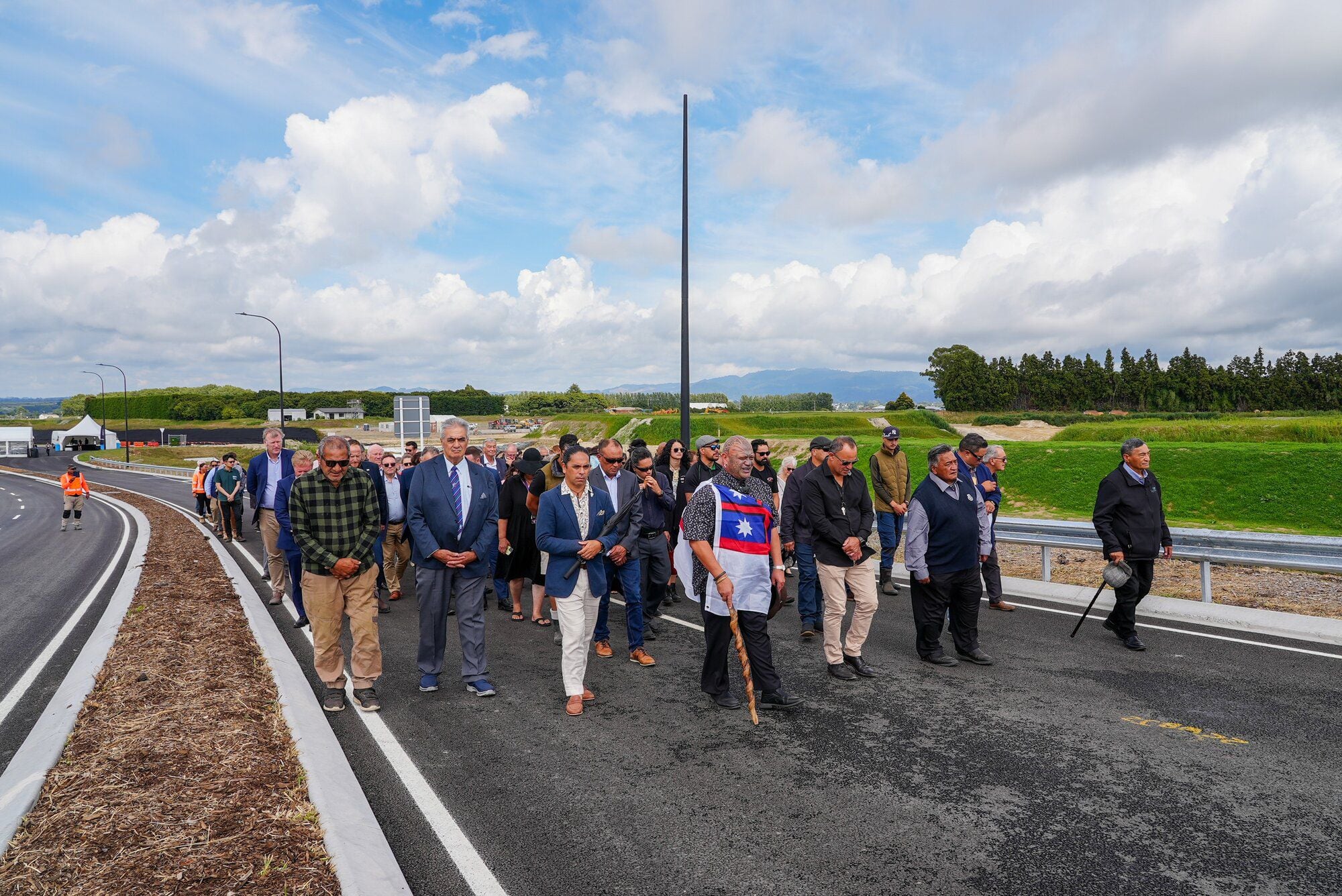 A karakia lead by Pouroto Ngaropo during the bridge naming. Photo / Supplied