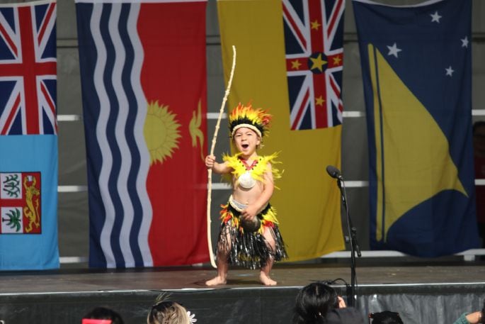 A young participant at 2023 Pasifika Festival in the Bay shows youth is no barrier to taking part. Photo supplied.