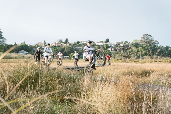 Tauranga Boys' College prefects during the bike session. Photo / Supplied