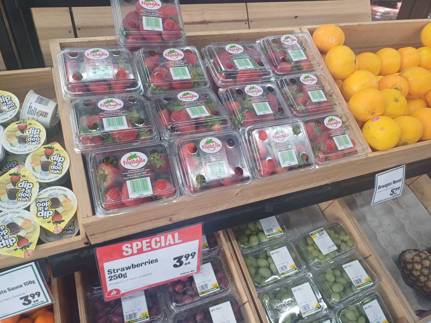 250g of strawberries on sale for $3.99 at Four Square. Photo / NZ Herald