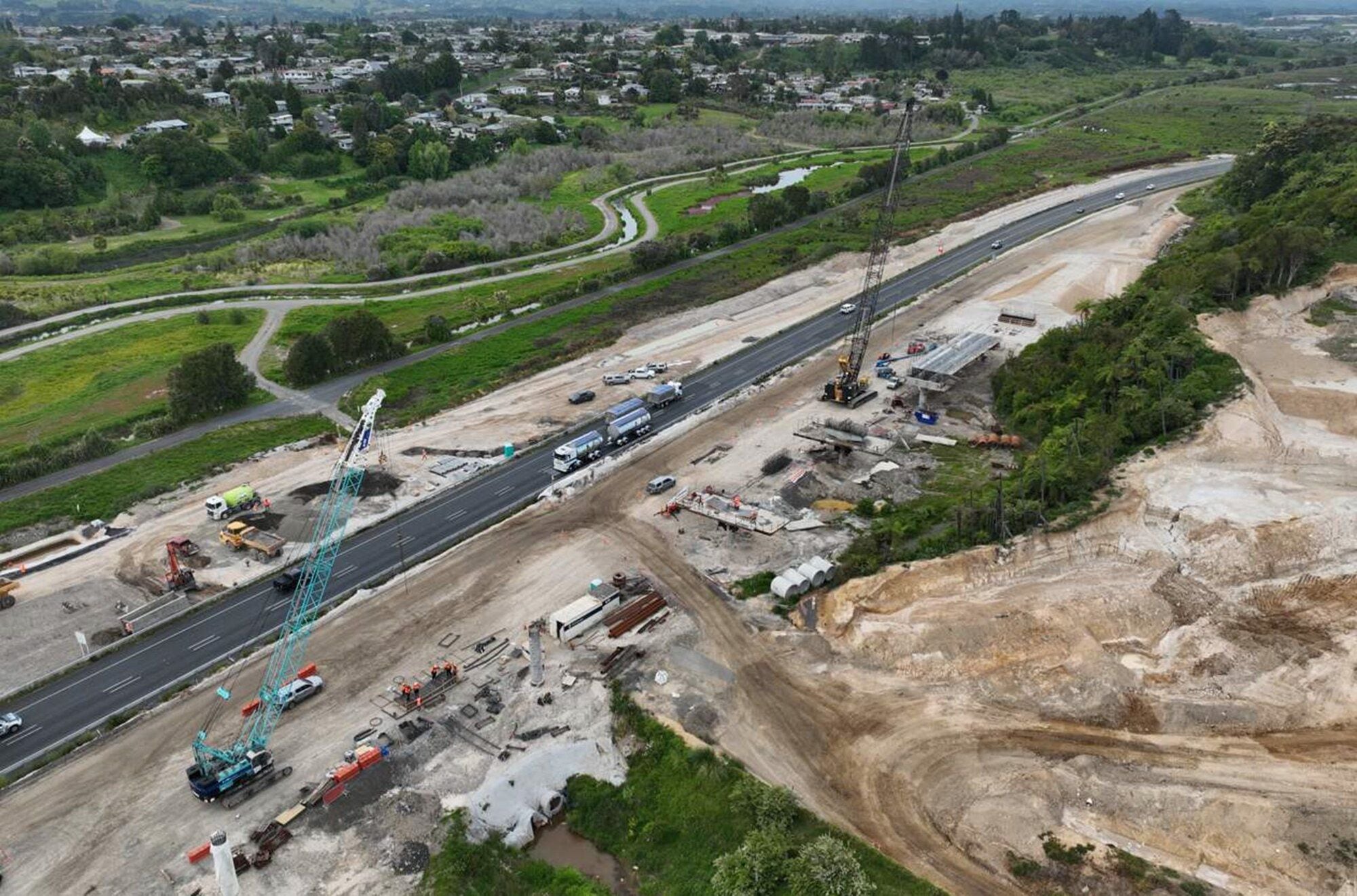 Takitimu Flyover, construction began in 2021, and as of February 18,  2025, has reached the halfway point. It is due to be completed in 2028. Photo / Waka Kotahi NZTA