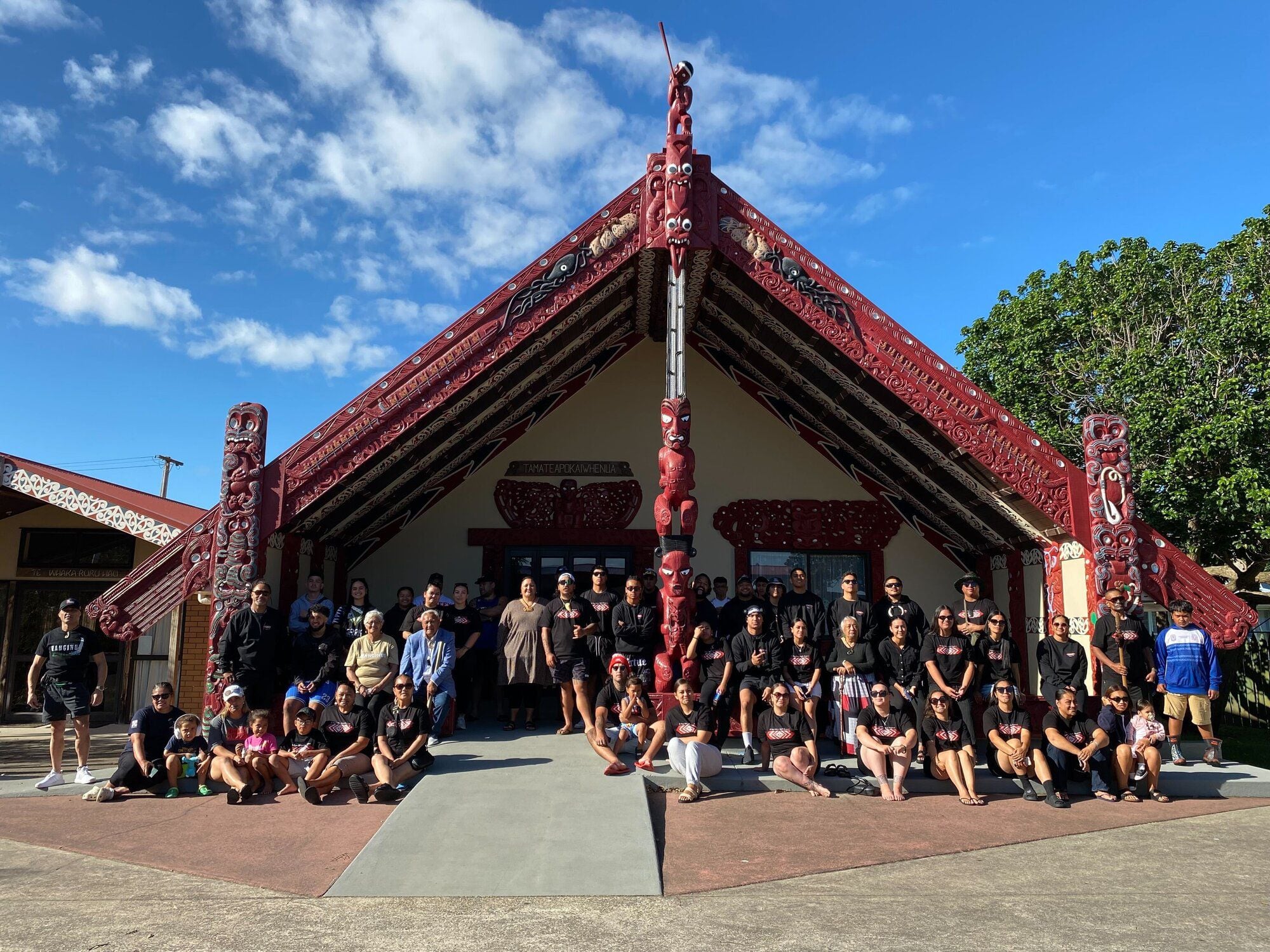 Te Kapa Haka o Ngāti Ranginui performers meeting at Huria Marae on Sunday morning before leaving for New Plymouth ahead of Te Matatini. Photo/ Rosalie Liddle Crawford