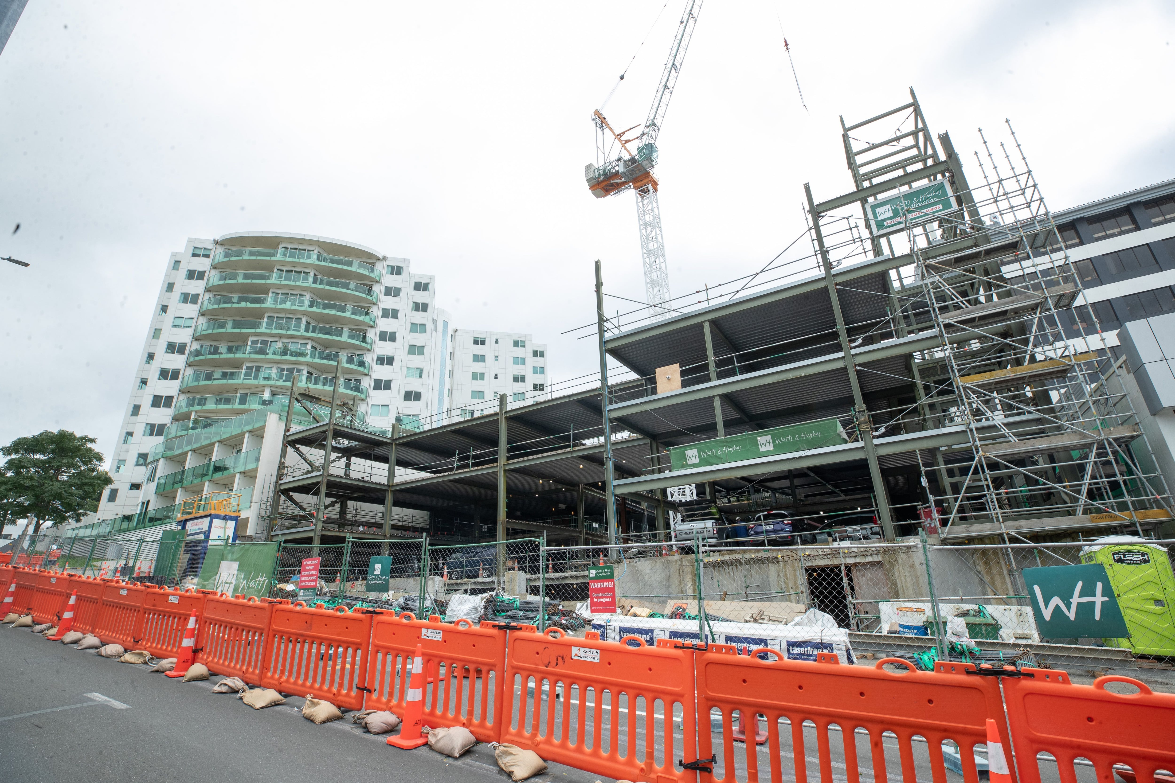 The Harington transport hub site in March 2024 after construction of Panorama Towers began. Photo / John Borren:SunLive