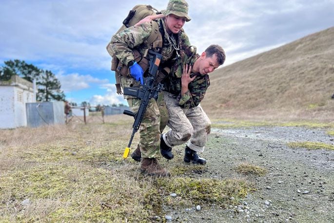 Private Caroline Paulsen during field training on their Defence Medic course.