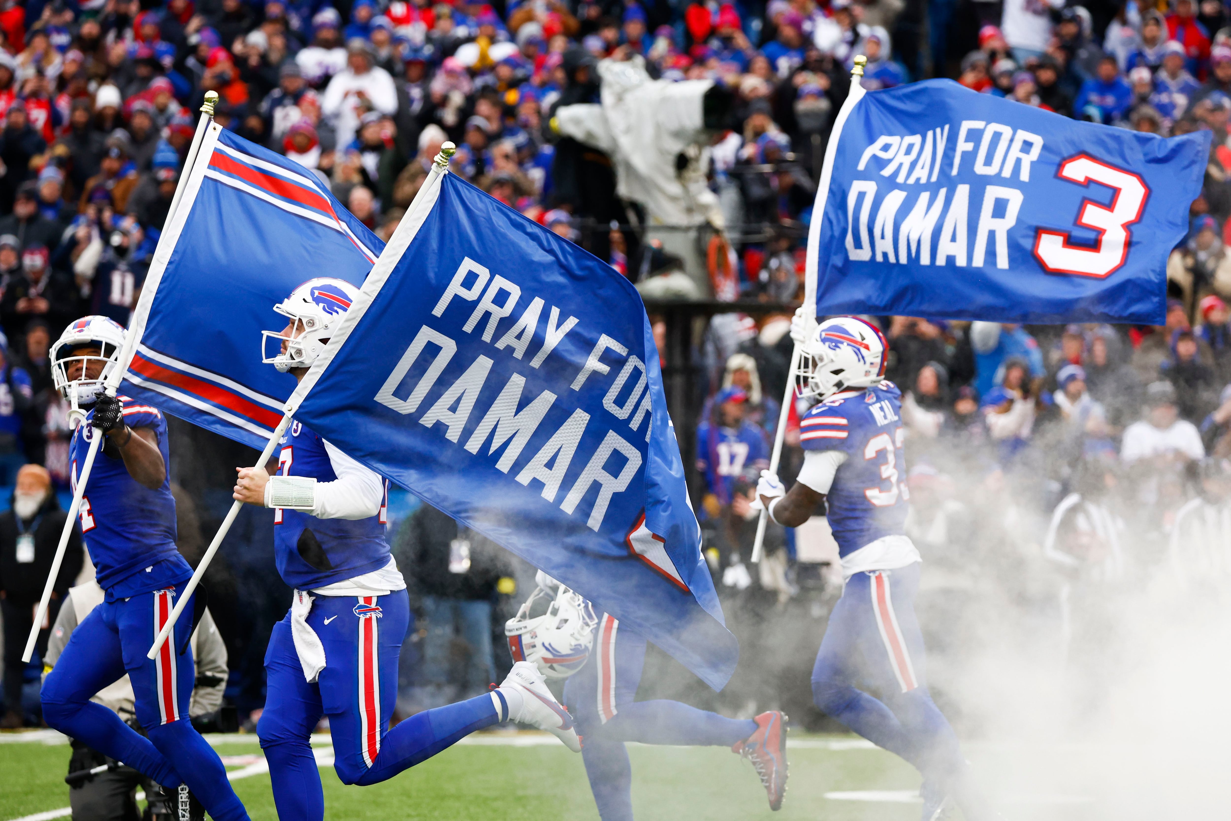 Love for Damar sign outside of the Bills Store at Highmark Stadium - 2022  Buffalo Bills - Bills Fans