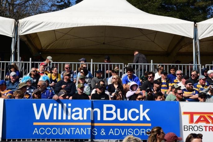 Sponsors and supporters packed the stands on Saturday at Tauranga Domain for the Bay of Plenty Steamers game against Northland. Photo: Bay of Plenty Rugby.