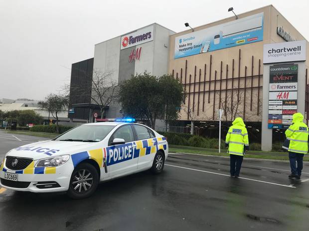 A number of suspected homemade bombs have been found at a Hamilton mall this morning. Photo / Belinda Feek 