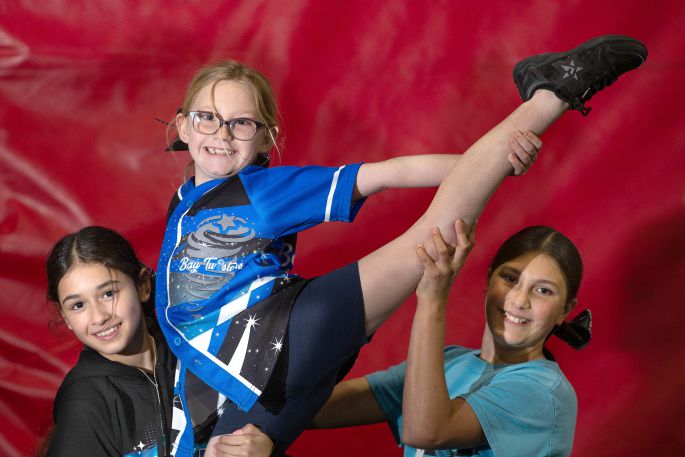 Marama Chocobar, Demi Geary and Mackenzie Hockings from Bay Twisters. Photo: John Borren.