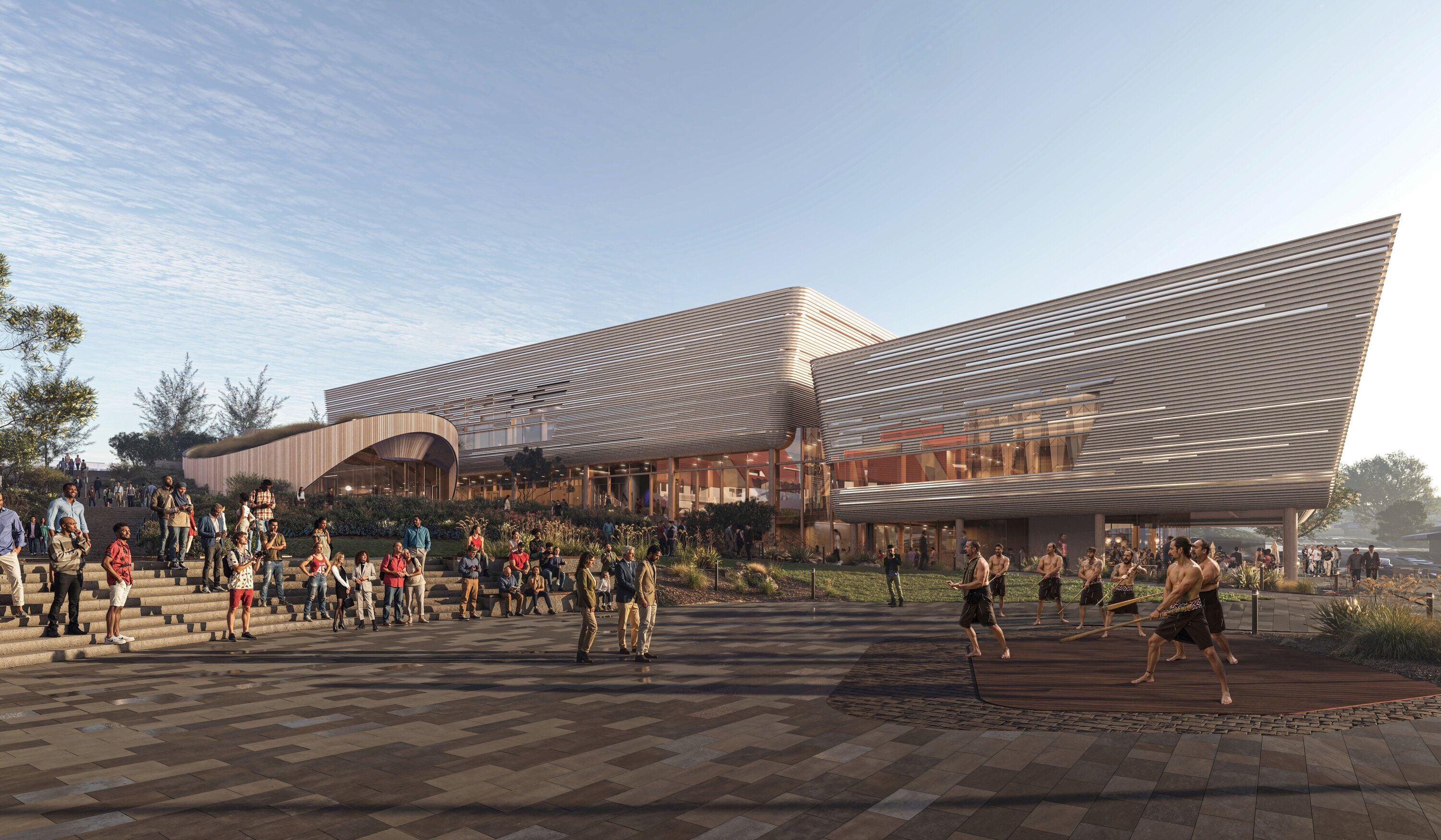 Artist impression of the $128.4 million civic whare, museum and exhibition centre. Image / Tauranga City Council