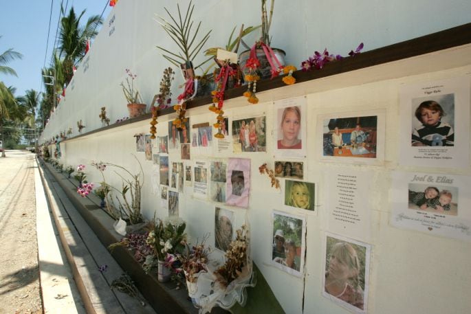 The Wall of Remembrance, for victims of the Boxing Day Tsunami, Mai Khao, Phuket, in south Thailand. Photo/ Brett Phibbs