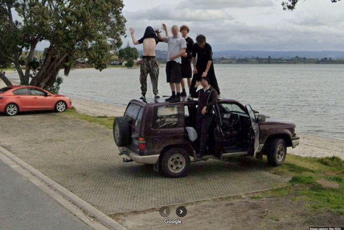 The five Tauranga “legends” at Fergusson Park were capturred by Street View cameras.  Photo / Google Street View