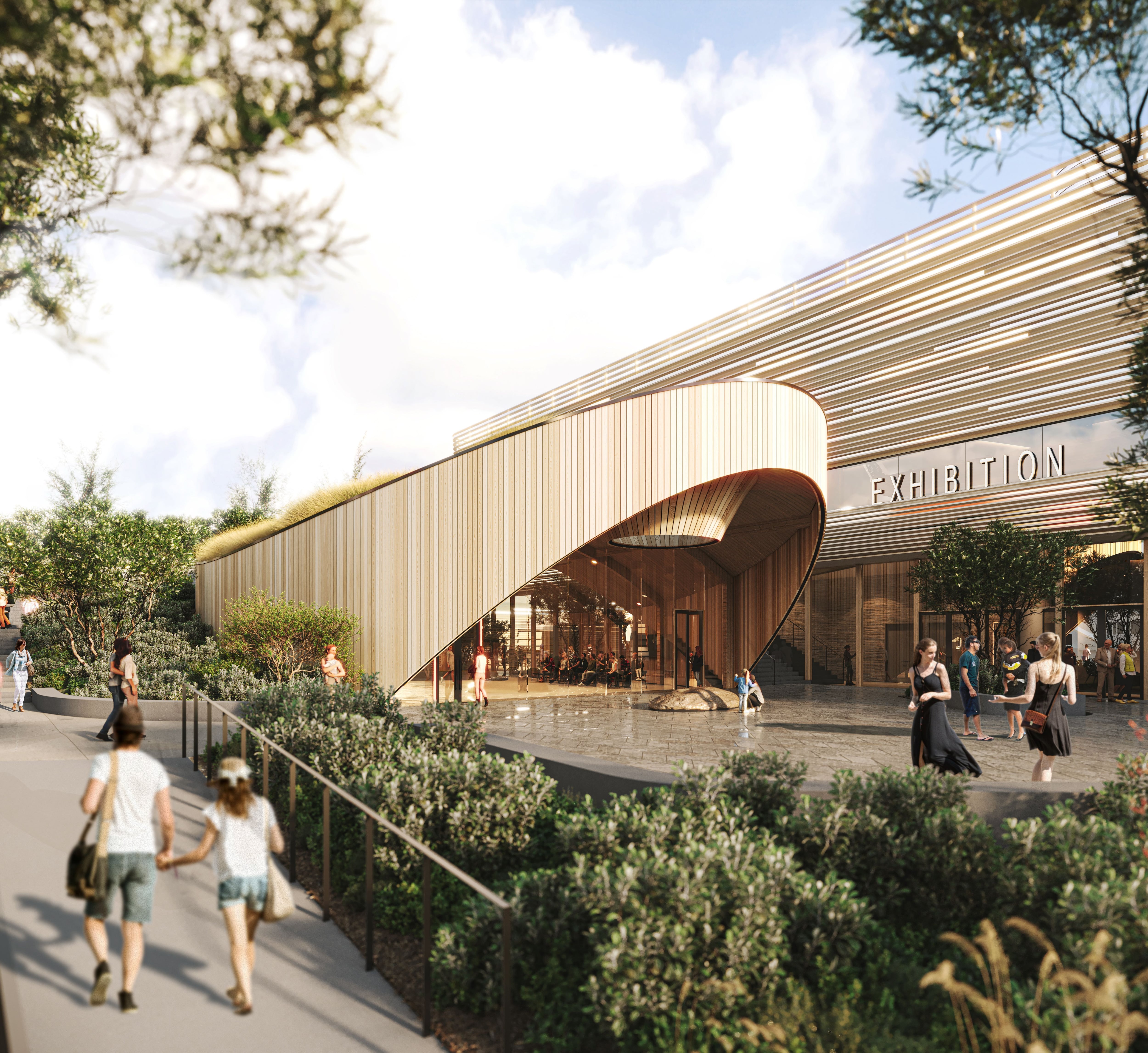 An artist's impression of the civic whare where public meetings will be held. Image / Tauranga City Council