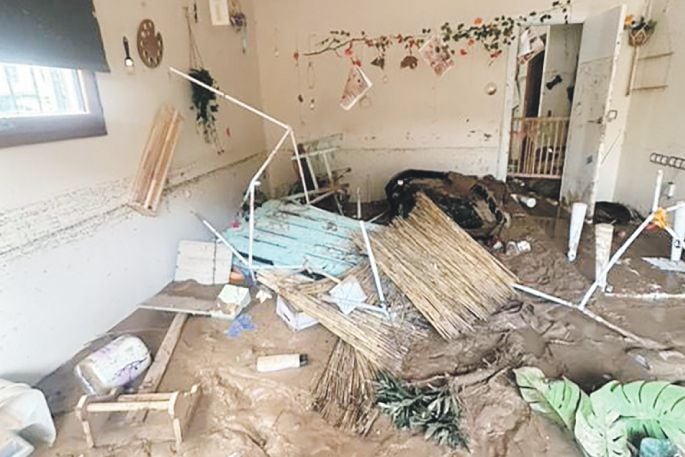 Inside early childhood centres in Valencia that are badly damaged by the floods. Photo: supplied.