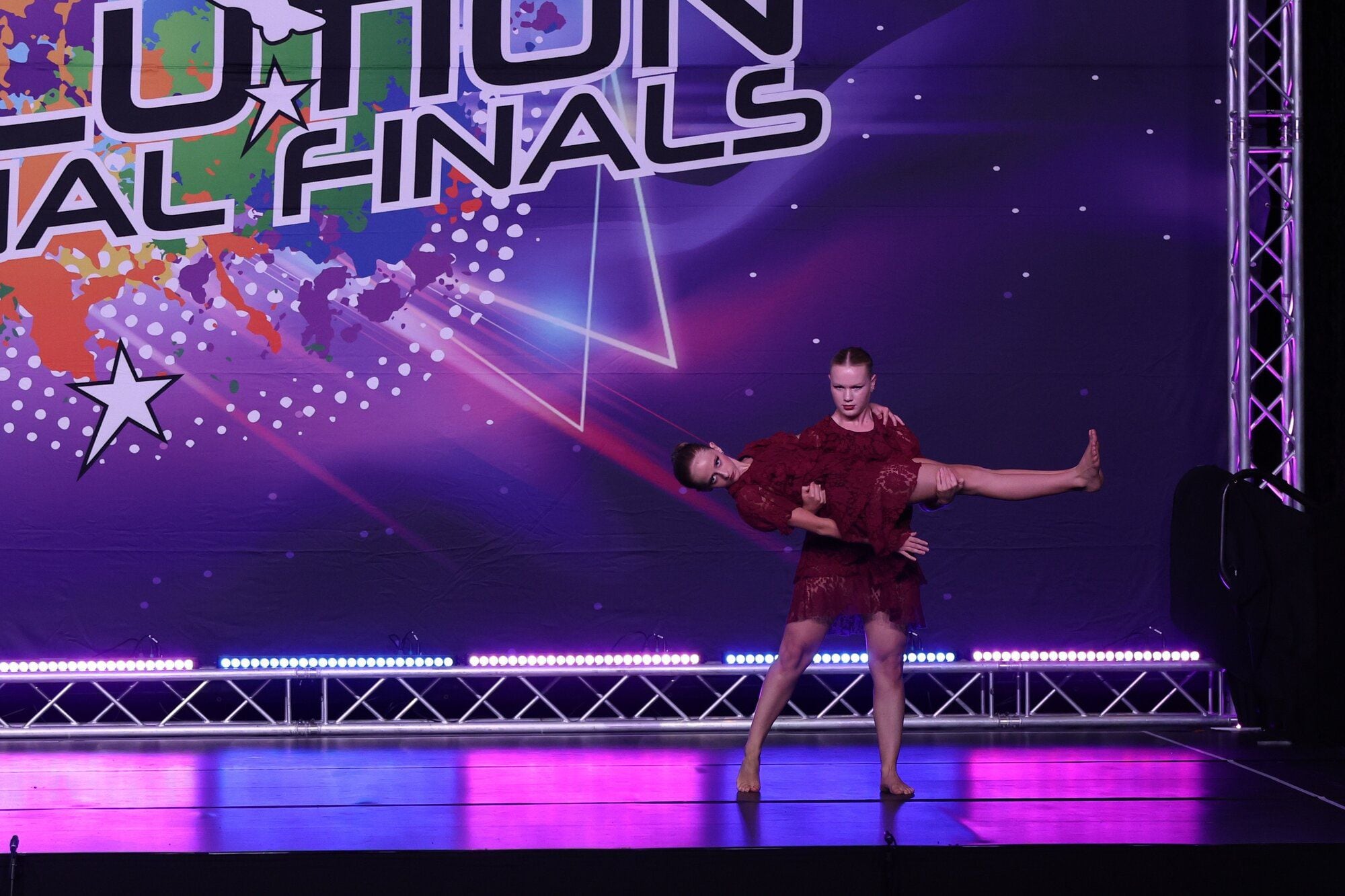 Aaliyah performing her duo with Ashley York at the Evolution Dance Nationals event in Australia. Photo / Supplied