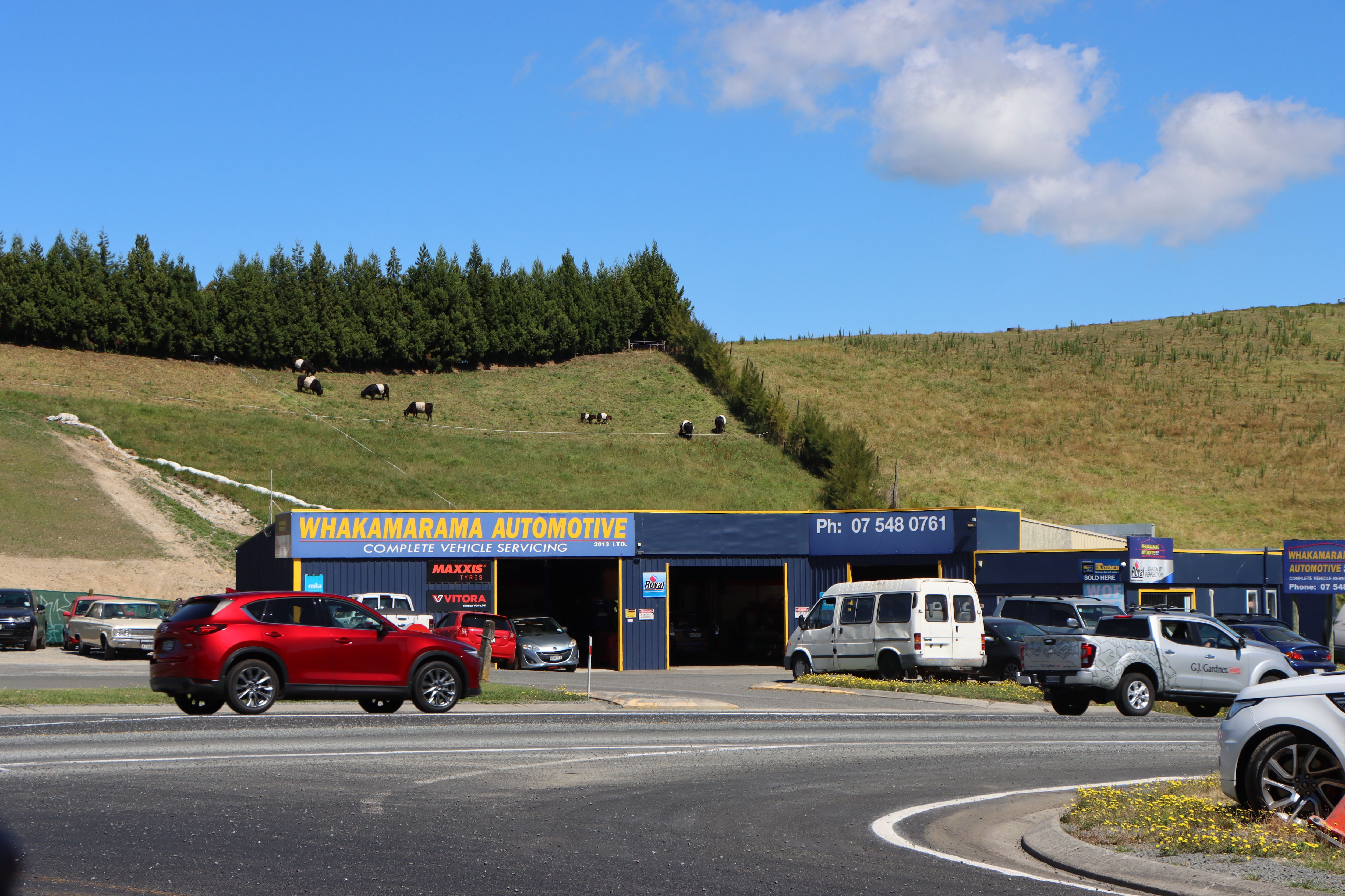 Whakamarama Automotive staff have mixed feeling about the State Highway 2 traffic. Photo / Ayla Yeoman