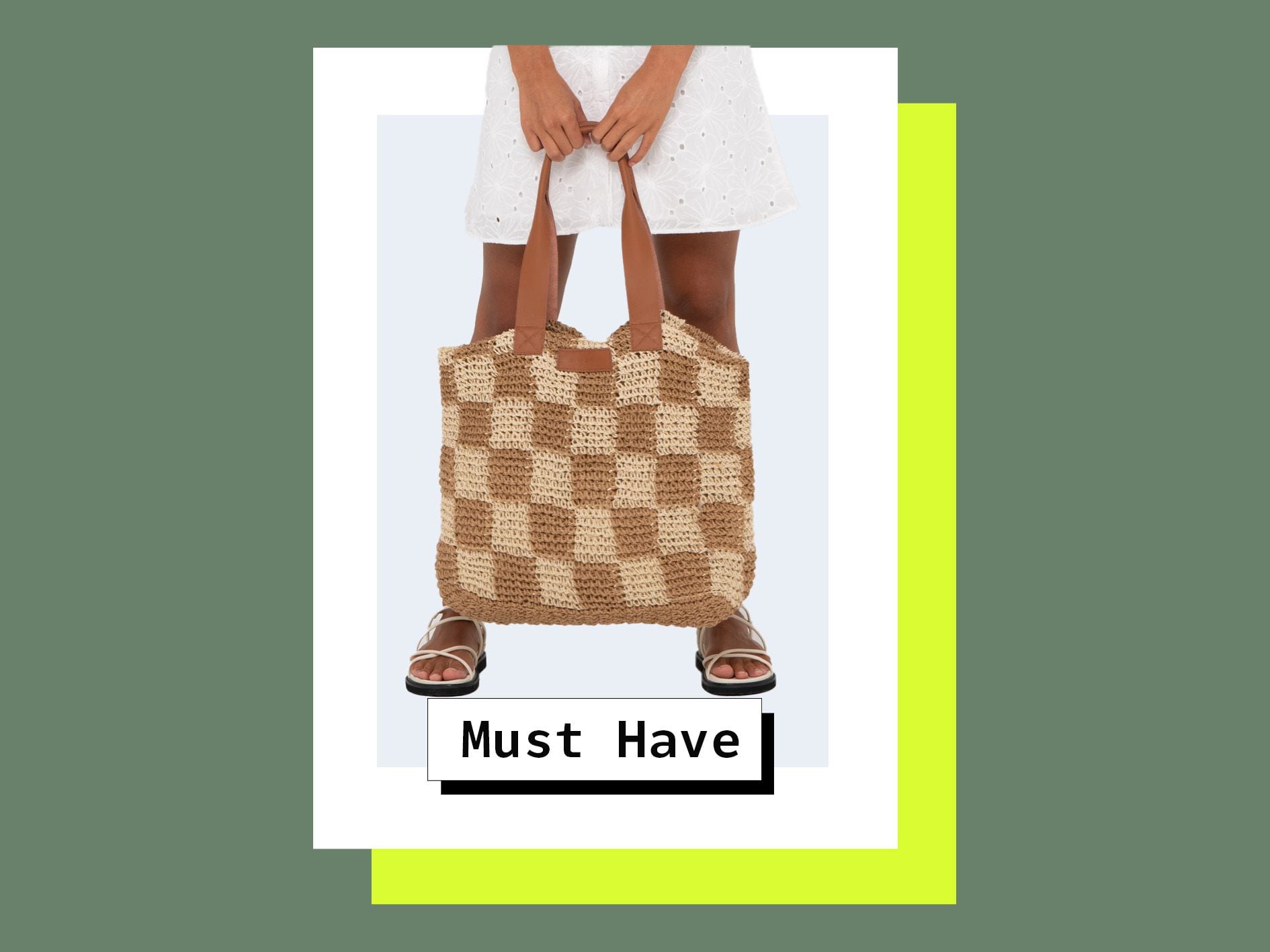 Checkmate Straw Beach Bag