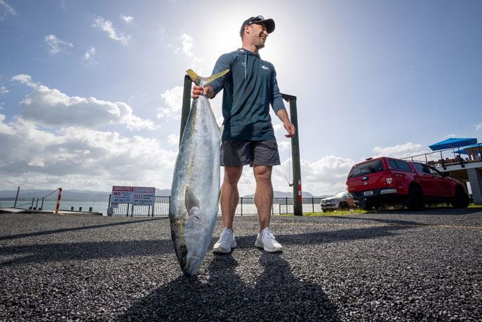 Dylan Schmidt with his winning kingfish last year at The Fox. Photo / Jamie Troughton, Dscribe Media