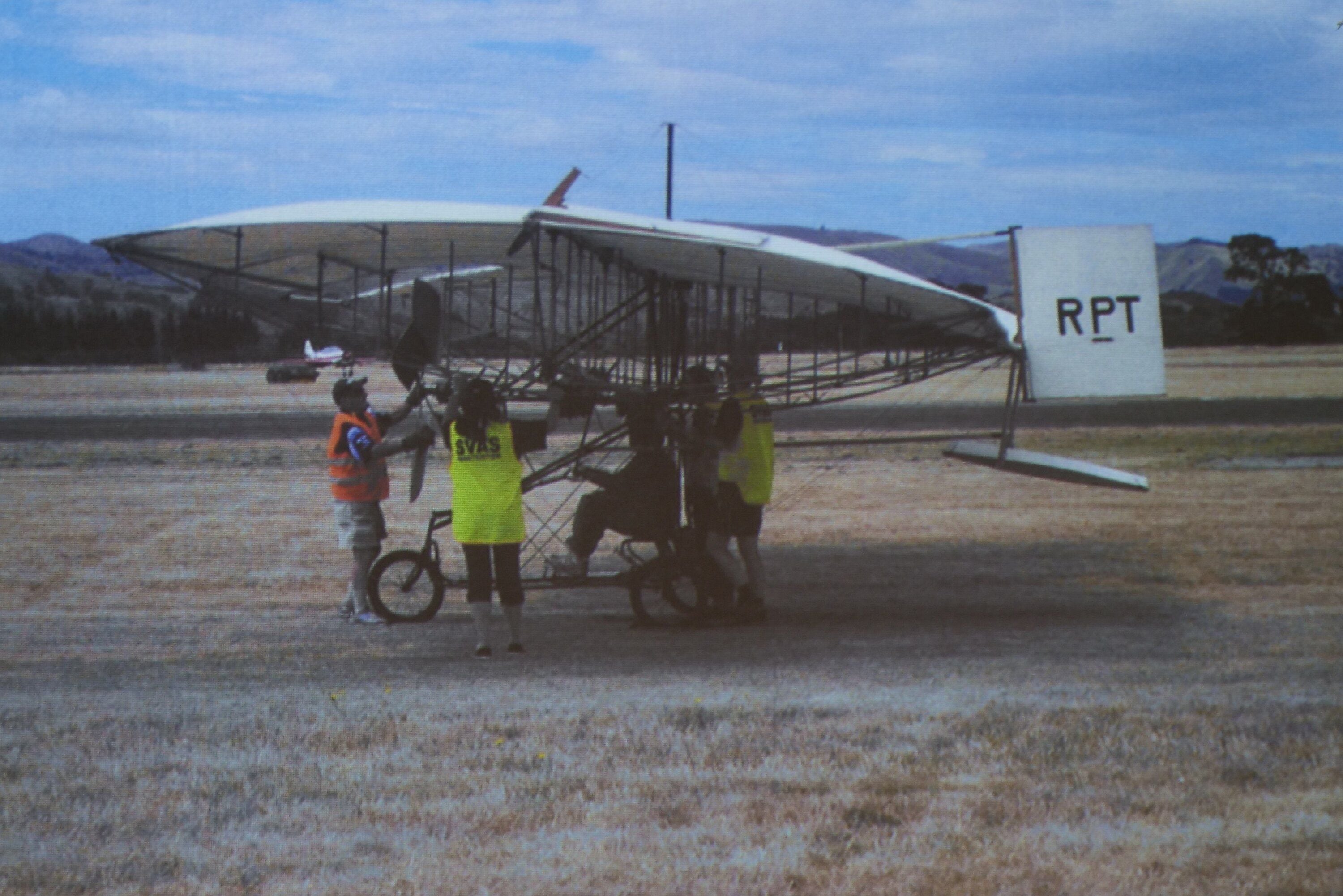 The reproduction of the Richard Pearse aircraft at Wings over Wairarapa in 2015.