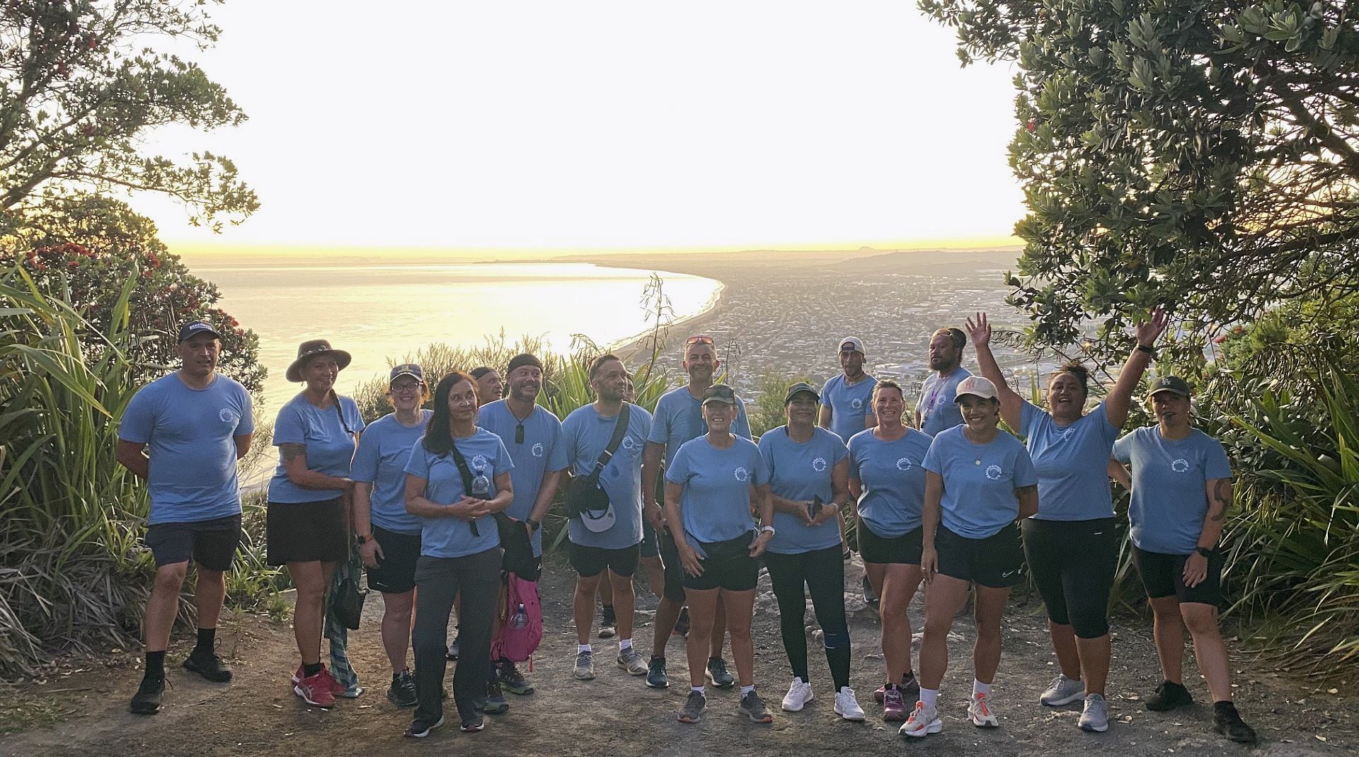 Some of the hundreds of people who climbed Mauao to raise money for Tauranga Māori ward councillor Mikaere Sydney. Photo / Supplied