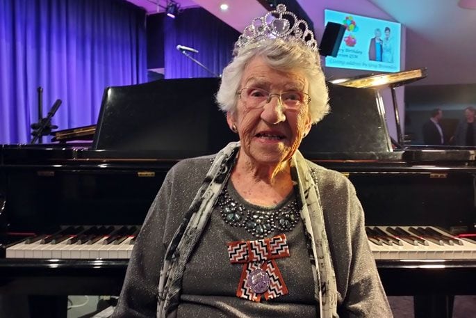 Coreen Gray celebrating 100 years at Bayswater. Photo: Rosalie Liddle Crawford.