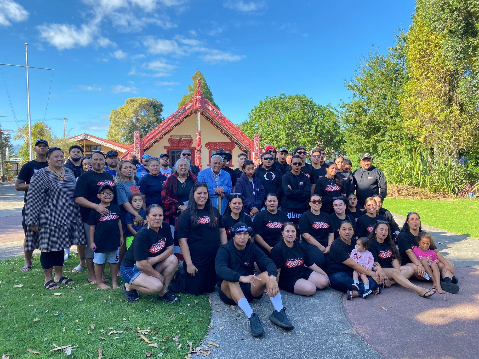 Te Kapa Haka o Ngāti Ranginui performers meeting at Huria Marae on Sunday morning before leaving for New Plymouth for Te Matatini. Photo / Rosalie Liddle Crawford