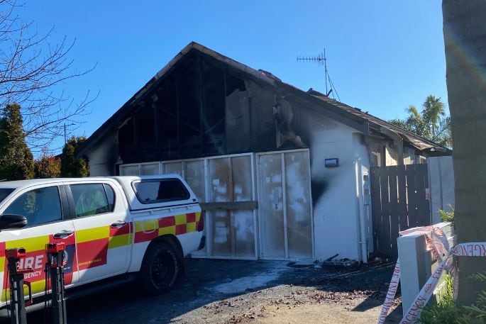 The damage to the house, pictured on the morning after the fire. Photo: Ayla Yeoman