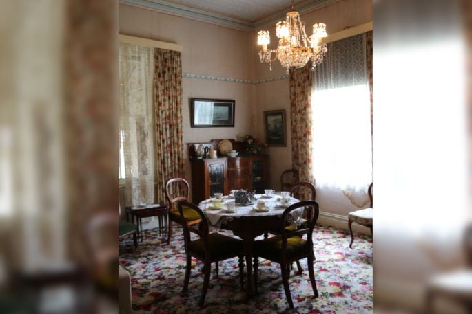 The dining room at Brain Watkins House. Photo / Rosalie Liddle Crawford.