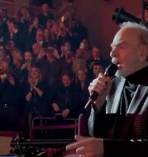 Neil Diamond sings Sweet Caroline during the Broadway opening of