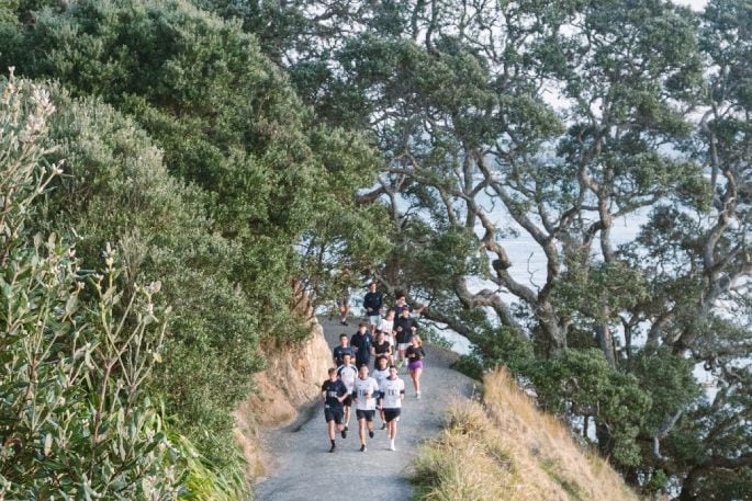 Tauranga Boys College 2024 and 2023 prefects complete the Fortress 40 Challenge. Photo supplied.