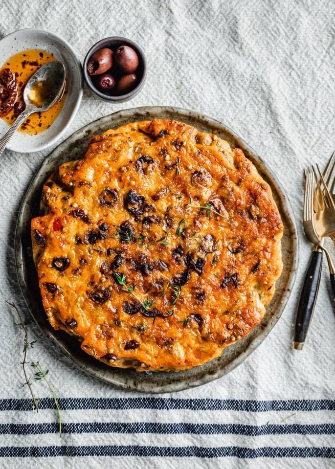 Smokey Sundried Tomato, Bacon & Olive Crustless Quiche. Photo / Olivia Moore @thatgreenolive